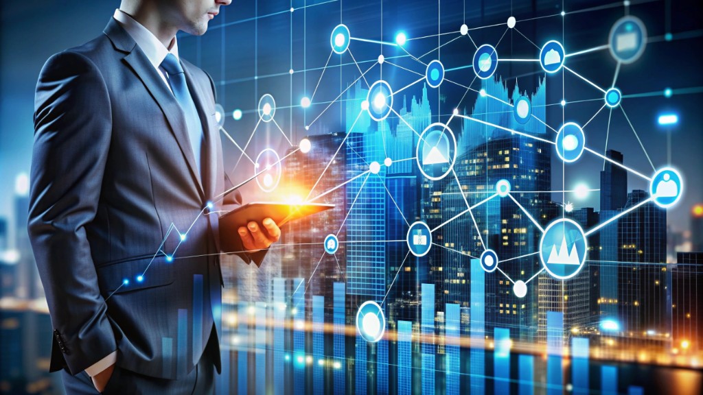 Business leader with digital HR network
