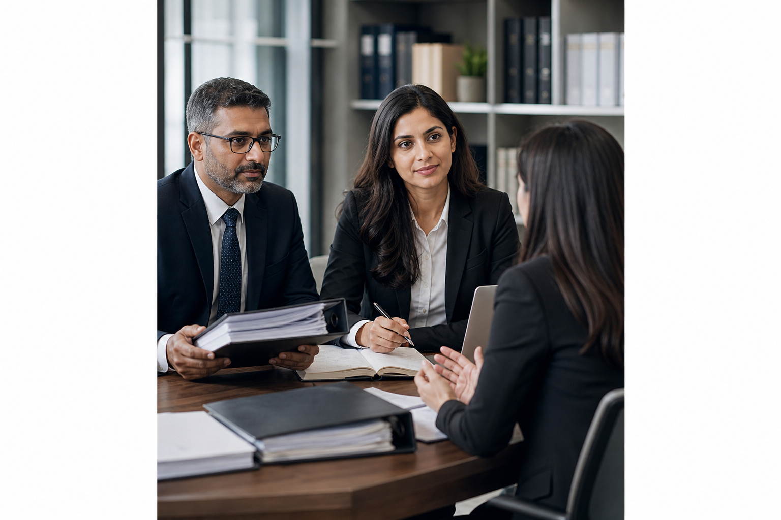 HR advisors reviewing compliance policies with leadership team