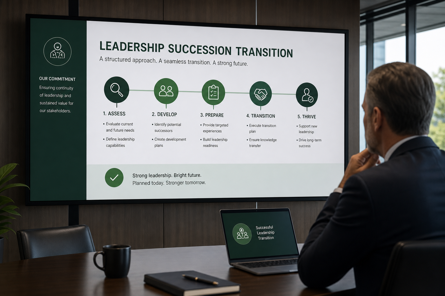 Leadership transition timeline — from announcement to sustained performance