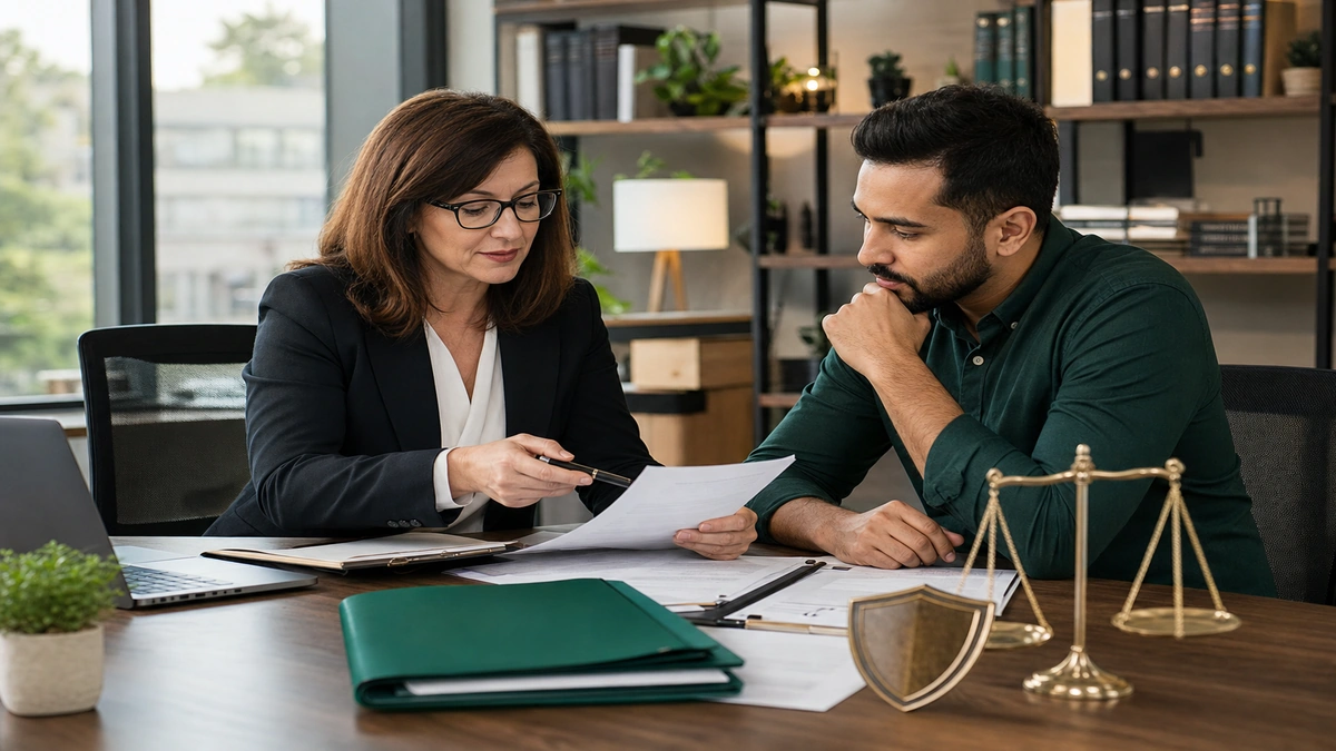 HR advisor reviewing compliance policies with a business founder